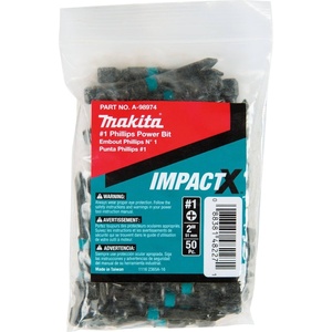 Makita A-98996 Impactx #3 Phillips 2″ Power Bit, 50 Pack, Bulk(50-Pack)