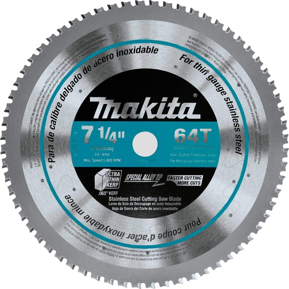 image:imageMakita A95875 714Inch 64T Stainless TCT Saw Blade