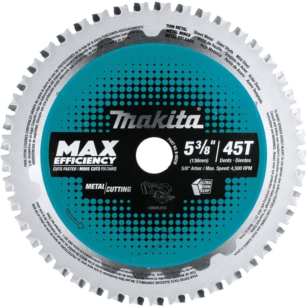 image:imageMakita B69238 538 45T CarbideTipped Max Efficiency Saw Blade Ferrous MetalThin Gauge