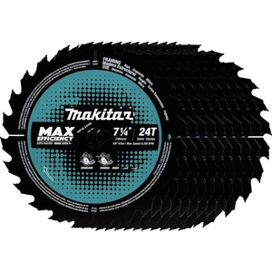 Makita B-61656-3 7-1/4″ 24T Carbide-Tipped Max Efficiency Circular Saw Blade, Framing, 3/pk(10-Pc)