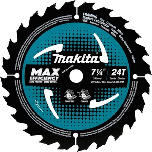Makita B-61656-3 7-1/4″ 24T Carbide-Tipped Max Efficiency Circular Saw Blade, Framing, 3/pk(1-Pc)