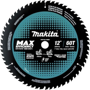 Makita B-66983 12″ 60T Carbide-Tipped Max Efficiency Miter Saw Blade