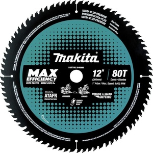 Makita B-66999 12″ 80T Carbide-Tipped Max Efficiency Miter Saw Blade