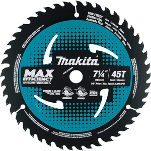 Makita B-68585 7-1/4″ 45T Carbide-Tipped Max Efficiency Saw Blade, Fine Crosscutting