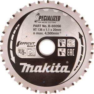 Makita B-69222 5-3/8″ 30T Carbide-Tipped Max Efficiency Saw Blade, Metal/General Purpose