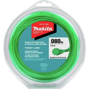Makita T-03866 Twisted Trimmer Line, 0.080”, Green, 175’, 1/2 lbs.(0.080″ (Pack of 12))