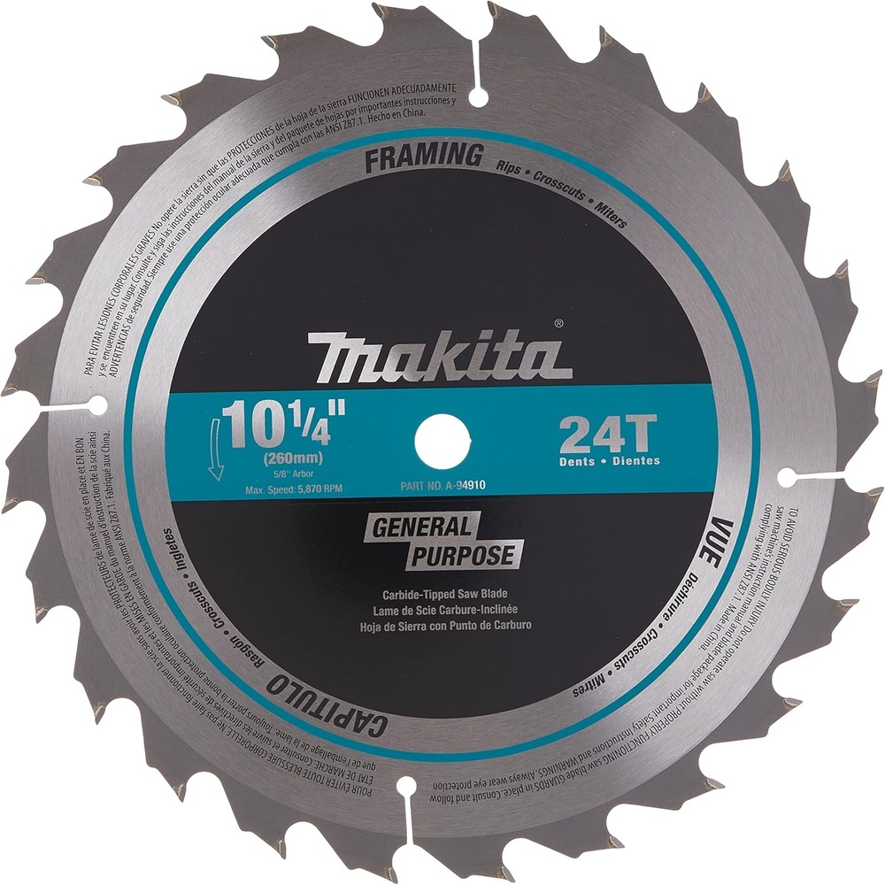 image:imageMakita A94910 1014Inch Tungsten Carbide Tip Saw Blade 24Teeth  Silver
