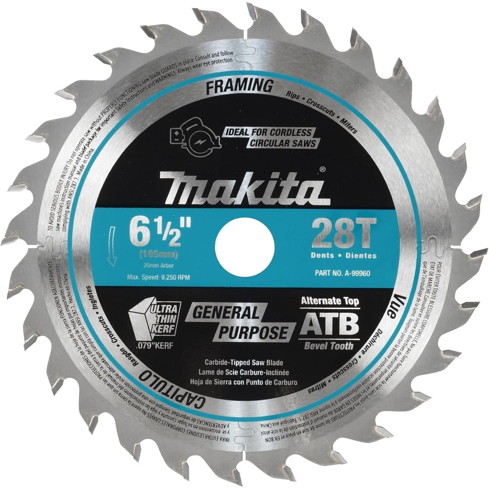 image:imageMakita A99960 612 28T CarbideTipped Cordless Plunge Saw Blade