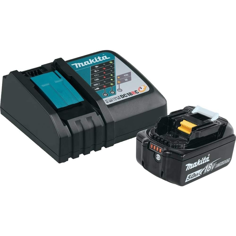 image:imageMakita BL1850BDC1 18V LXT LithiumIon Battery and Charger Starter Pack 50Ah  Includes BL1850B 18V Lxt 50ah Battery and DC18RC Rapid Optimum Charger Charges 50ah in 45 Minute Fits 18V Lxt ToolsStarter Kit Only