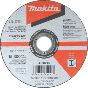 MAKITA 4″ X 3/32″ X 5/8″ Cut-Off Wheel, Metal (A-98245)