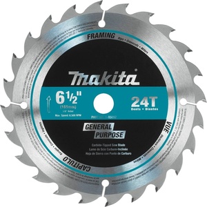 Makita A-85092 6-1/2″ 24T Carbide-Tipped Circular Saw Blade, General Purpose