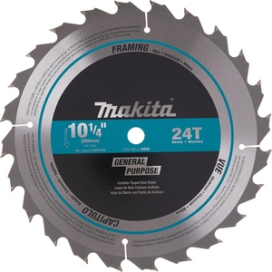 Makita A-94910 10-1/4-Inch Tungsten Carbide Tip Saw Blade, 24-Teeth , Silver