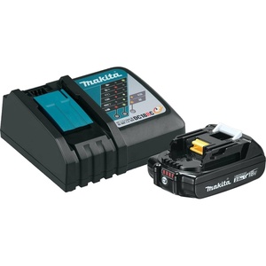 Makita BL1820BDC1 Compact Lithium-Ion Battery and Charger Starter Pack, 18V, Black, 2.0 Ah(Black)