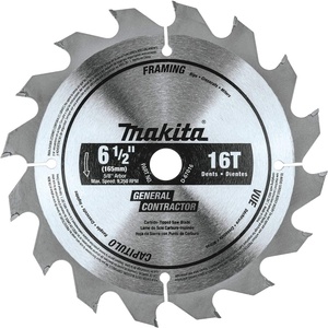 Makita D-67016 6-1/2″ 16T Carbide-Tipped Circular Saw Blade, Framing