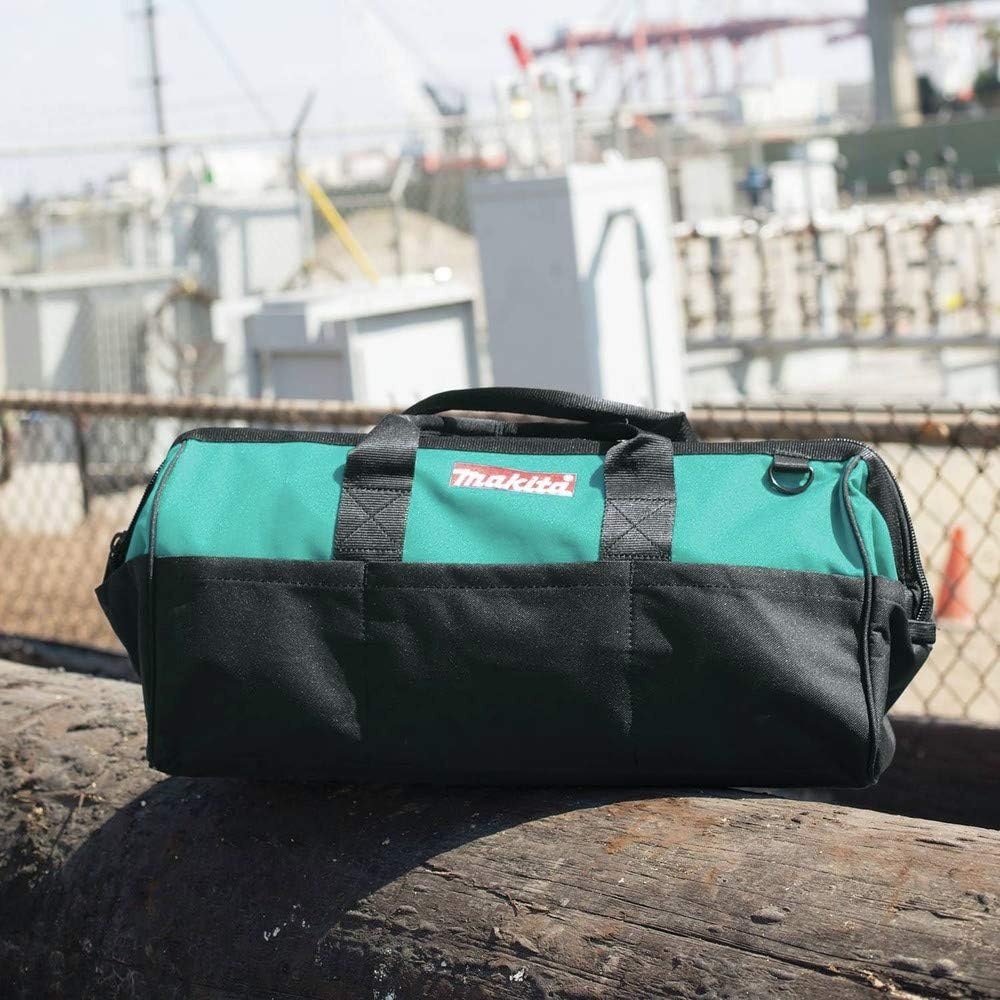 image:imageMakita 8313039 20 Contractor Tool Bag Durable Nylon Adjustable Shoulder Strap Multiple Storage Compartments Wide Mouth Opening Easy Tool Organization