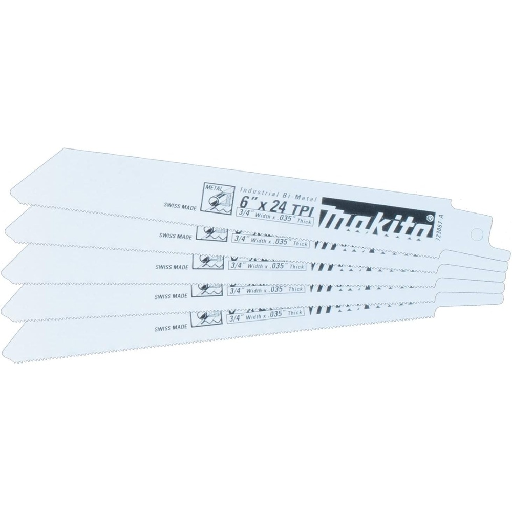 image:imageMakita 723067A5 6Inch 24TPI Metal Cutting Reciprocating Saw Blade 5Pack5Pack