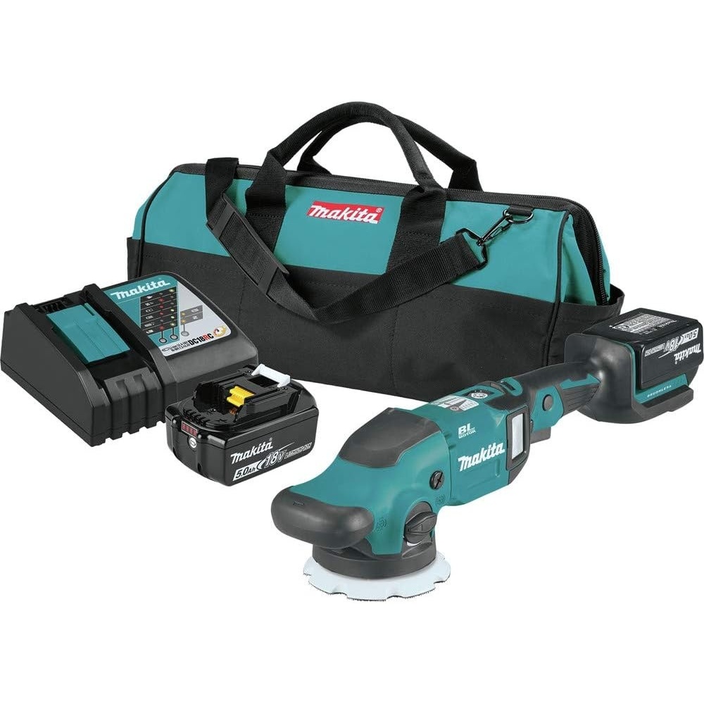 image:imageMakita XOP02T 18V LXT LithiumIon Brushless Cordless 5 6 Dual Action Random Orbit Polisher Kit 50AhKit