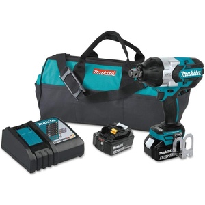 Makita XWT07T 18V LXT® Lithium-Ion Brushless Cordless High-Torque 3/4″ Sq. Drive Impact Wrench Kit w/Friction Ring Anvil (5.0Ah)(Kit w/ 5.0Ah Batteries)