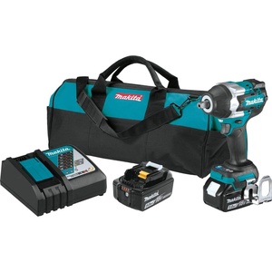 Makita XWT18T 18V LXT® Lithium-Ion Brushless Cordless 4-Speed Mid-Torque 1/2″ Sq. Drive Impact Wrench Kit w/Detent Anvil (5.0Ah)