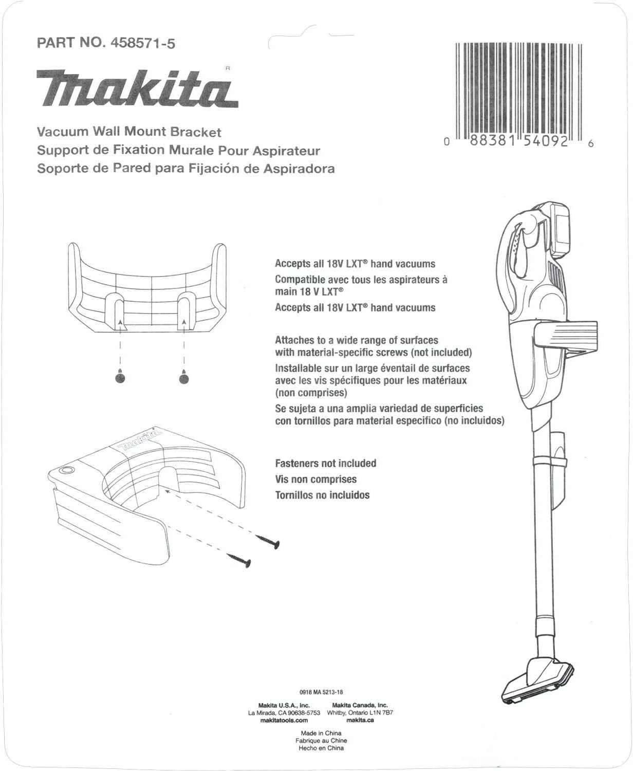 image:imageMakita 4585715 Vacuum Wall Mount Bracket Wall Mounting Bracket Provides Convenient Storage And Easy Access Compatible With Makita Cordless Vacuums
