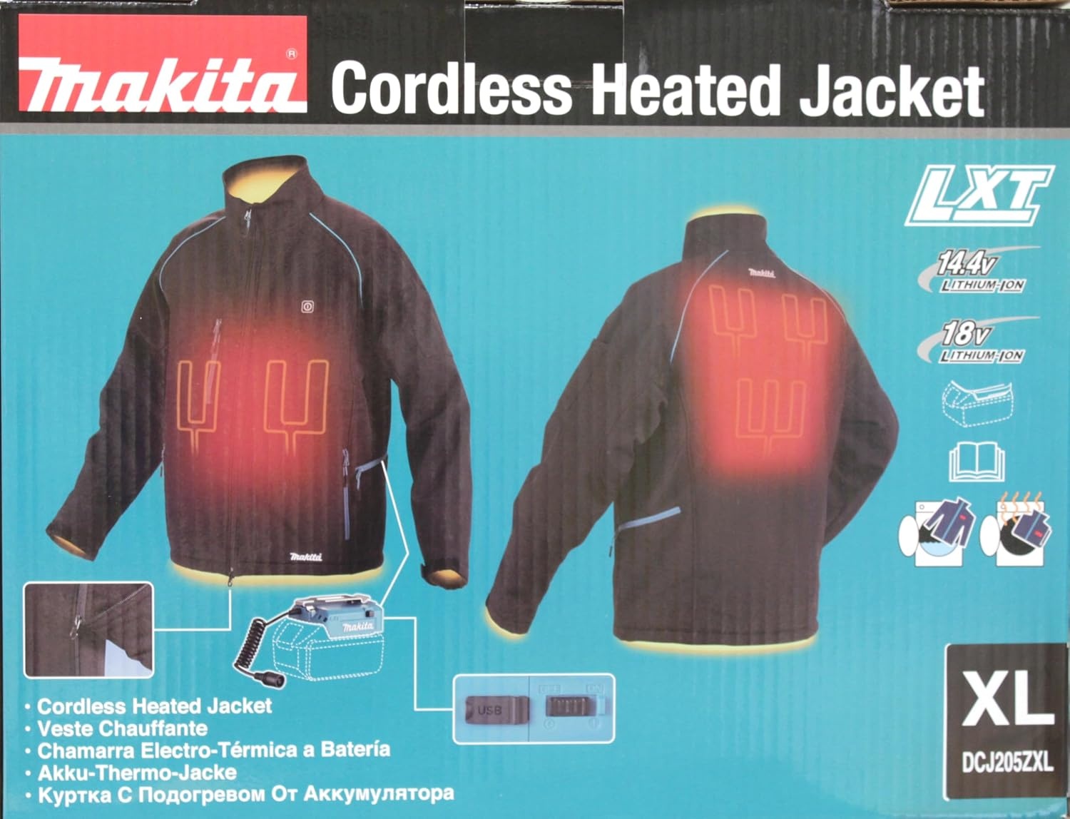 image:imageMakita DCJ205ZM 18V LXT Heated Jacket Only Black M MediumBlack