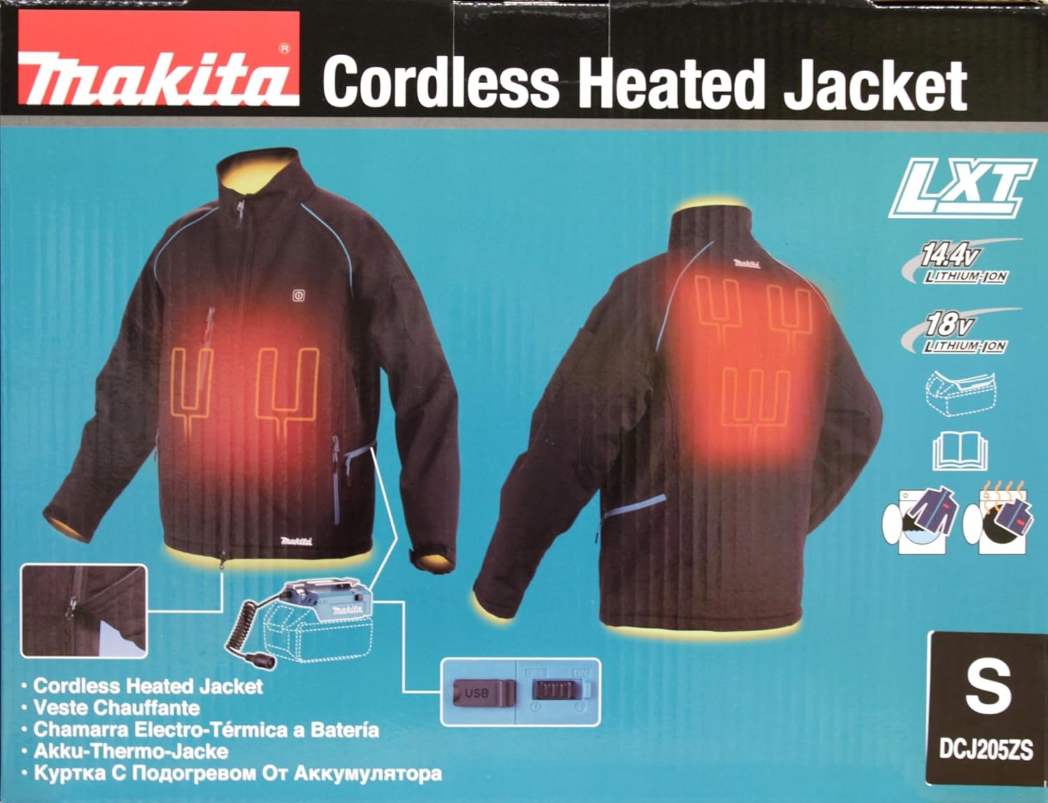 image:imageMakita DCJ205ZM 18V LXT Heated Jacket Only Black M MediumBlack