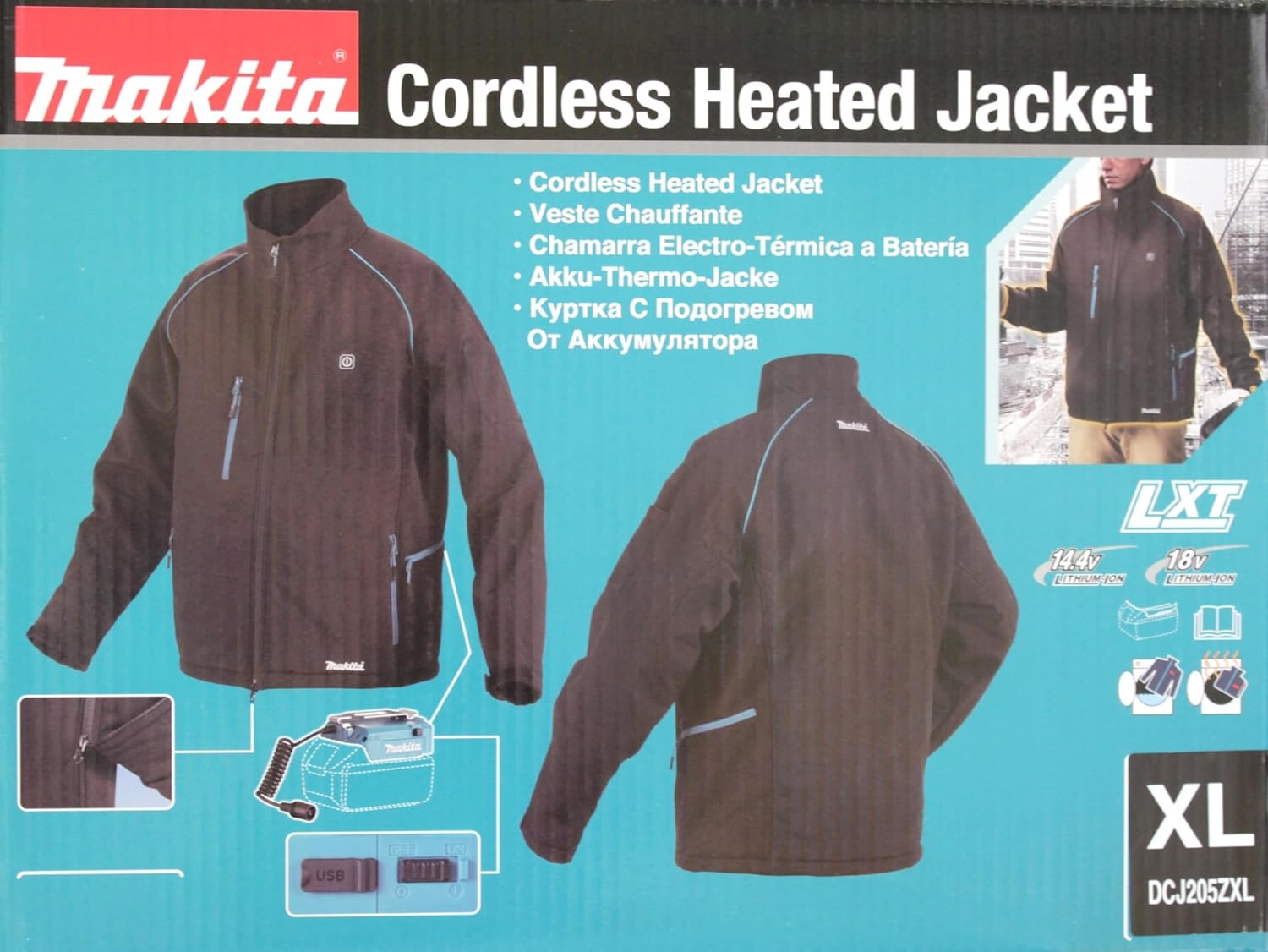 image:imageMakita DCJ205ZM 18V LXT Heated Jacket Only Black M MediumBlack