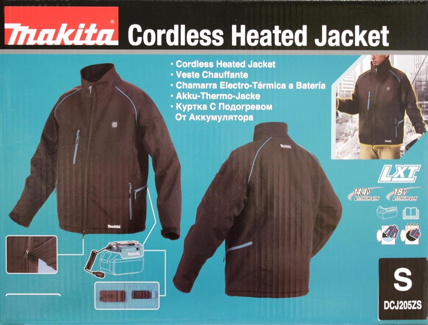 image:imageMakita DCJ205ZM 18V LXT Heated Jacket Only Black M MediumBlack