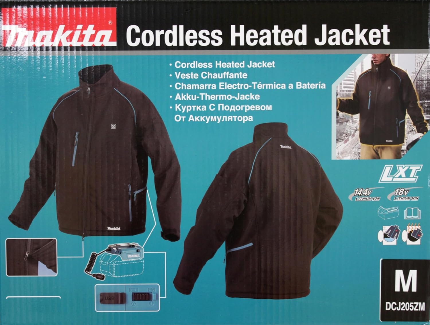image:imageMakita DCJ205ZM 18V LXT Heated Jacket Only Black M MediumBlack