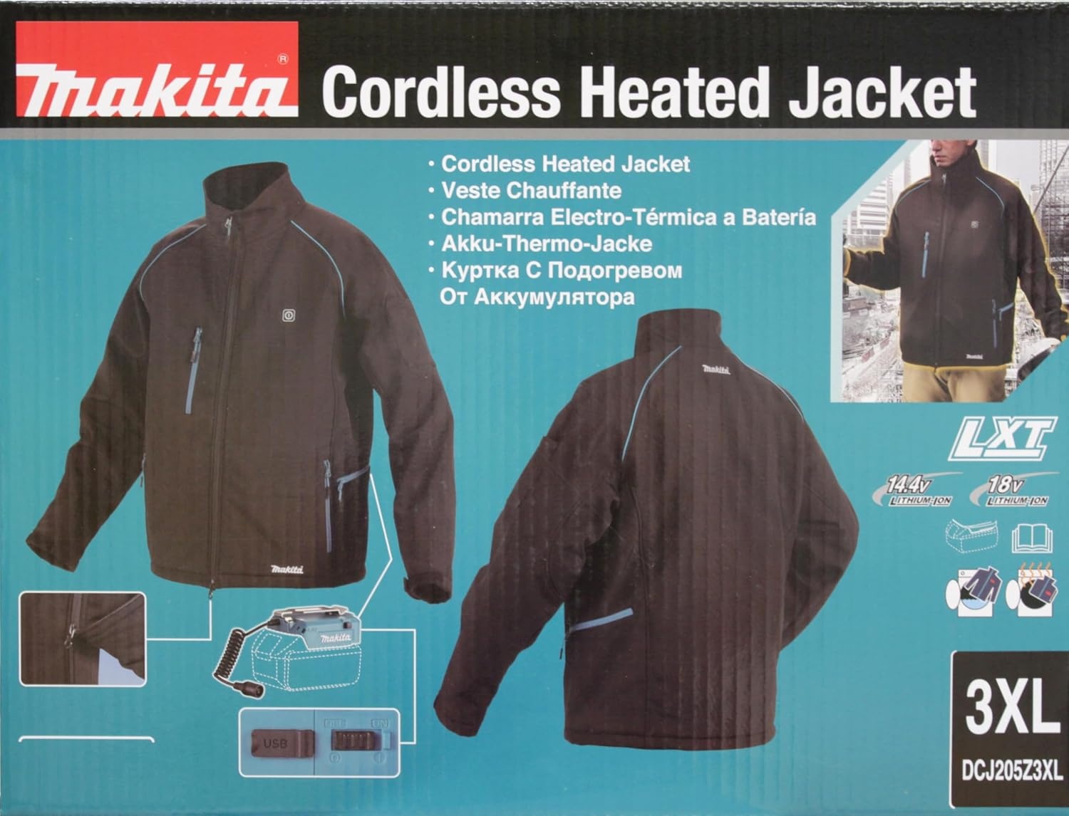 image:imageMakita DCJ205ZM 18V LXT Heated Jacket Only Black M MediumBlack