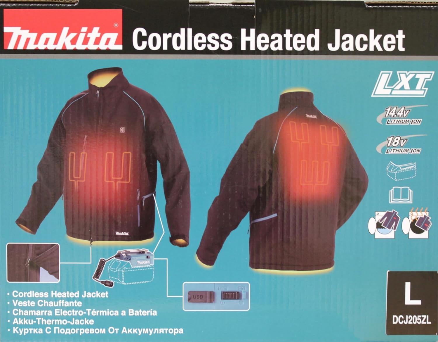 image:imageMakita DCJ205ZM 18V LXT Heated Jacket Only Black M MediumBlack