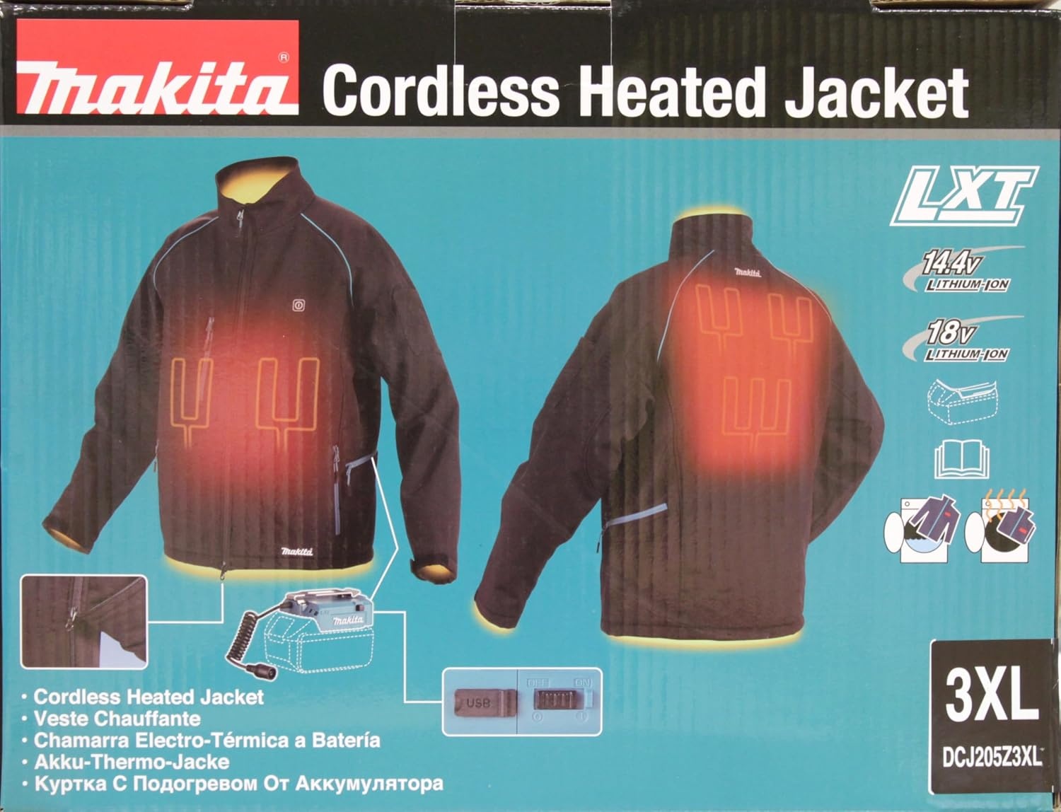 image:imageMakita DCJ205ZM 18V LXT Heated Jacket Only Black M MediumBlack
