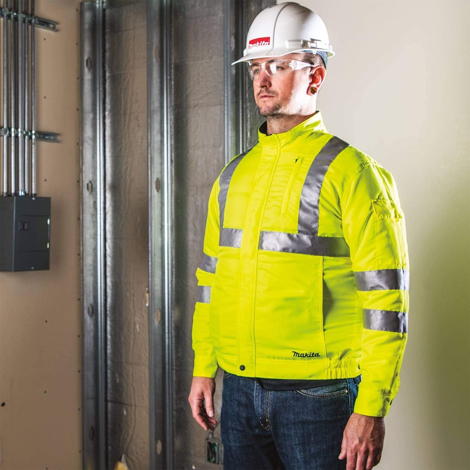 image:imageMakita DFJ214ZL 18V LXT LithiumIon Cordless High Visibility Fan Jacket Jacket Only LMedium