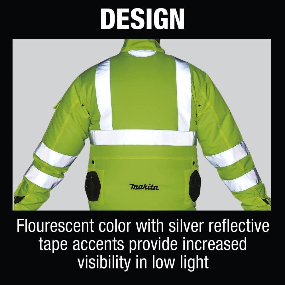 image:imageMakita DFJ214ZL 18V LXT LithiumIon Cordless High Visibility Fan Jacket Jacket Only LSmall