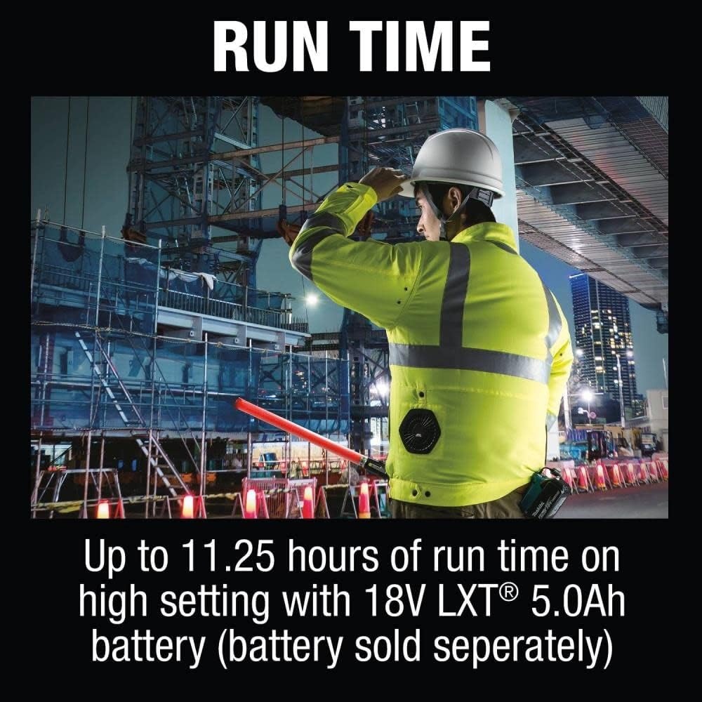 image:imageMakita DFJ214ZL 18V LXT LithiumIon Cordless High Visibility Fan Jacket Jacket Only LSmall