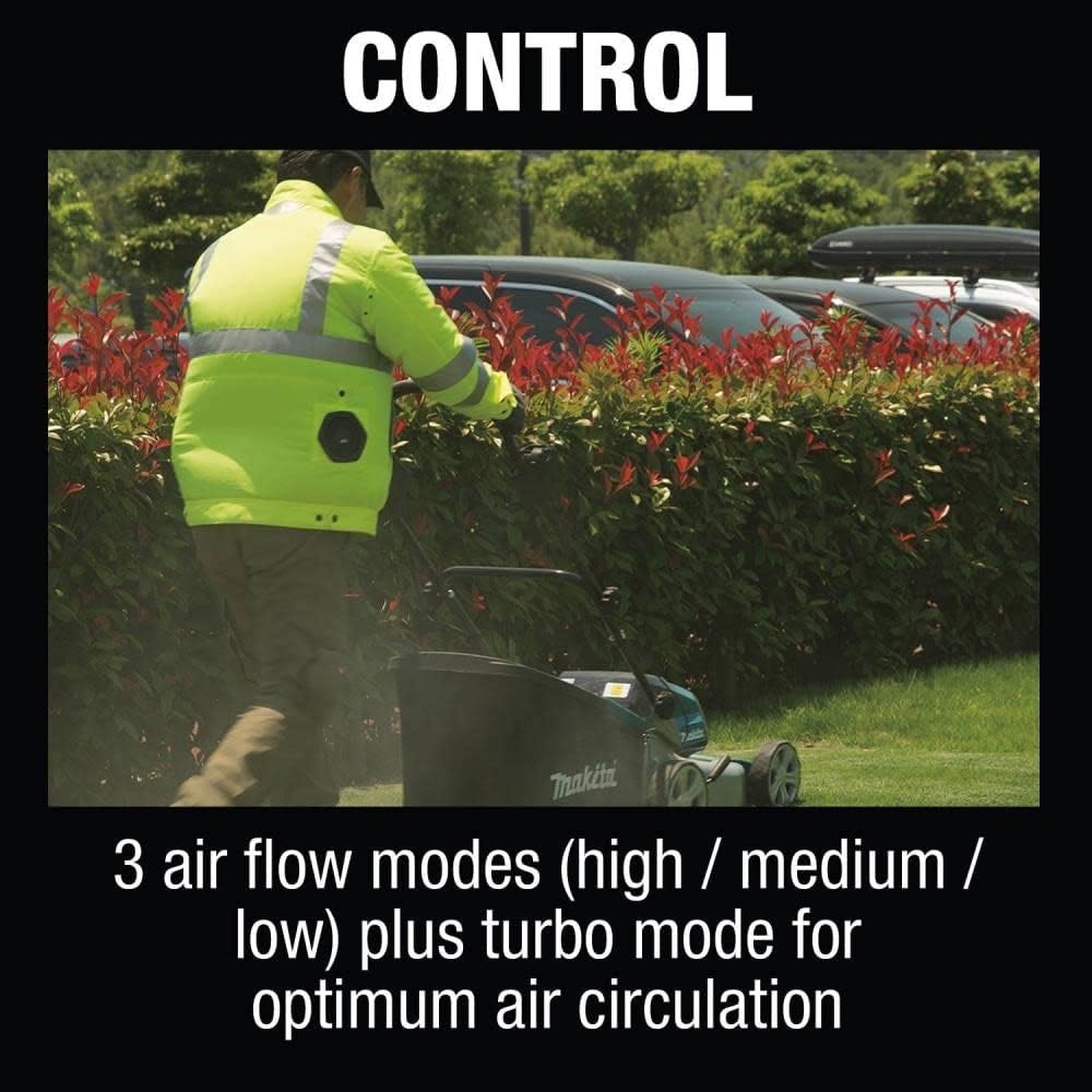 image:imageMakita DFJ214ZL 18V LXT LithiumIon Cordless High Visibility Fan Jacket Jacket Only LSmall