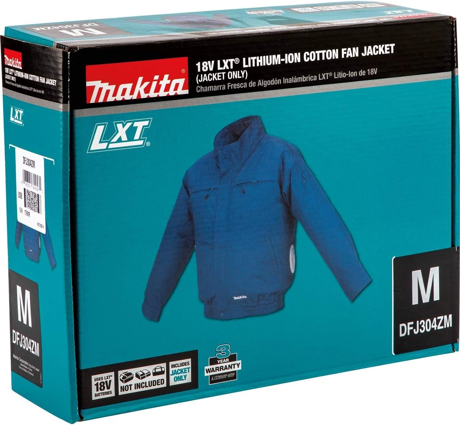 image:imageMakita DFJ304ZS 18V LXT LithiumIon Cordless Cotton Fan Jacket Jacket Only SMedium