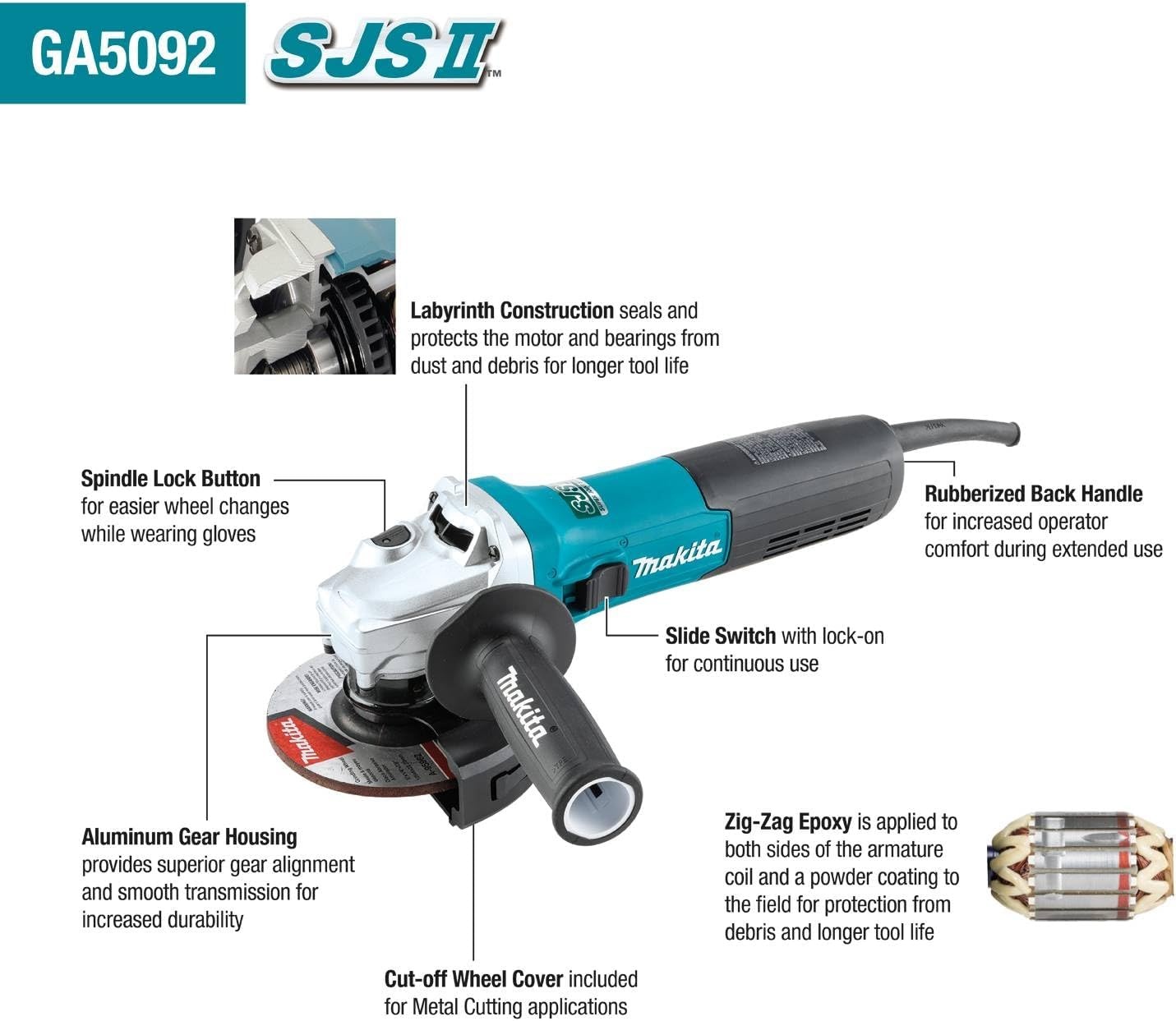 image:imageMakita GA5092 5 SJSII HighPower Angle Grinder