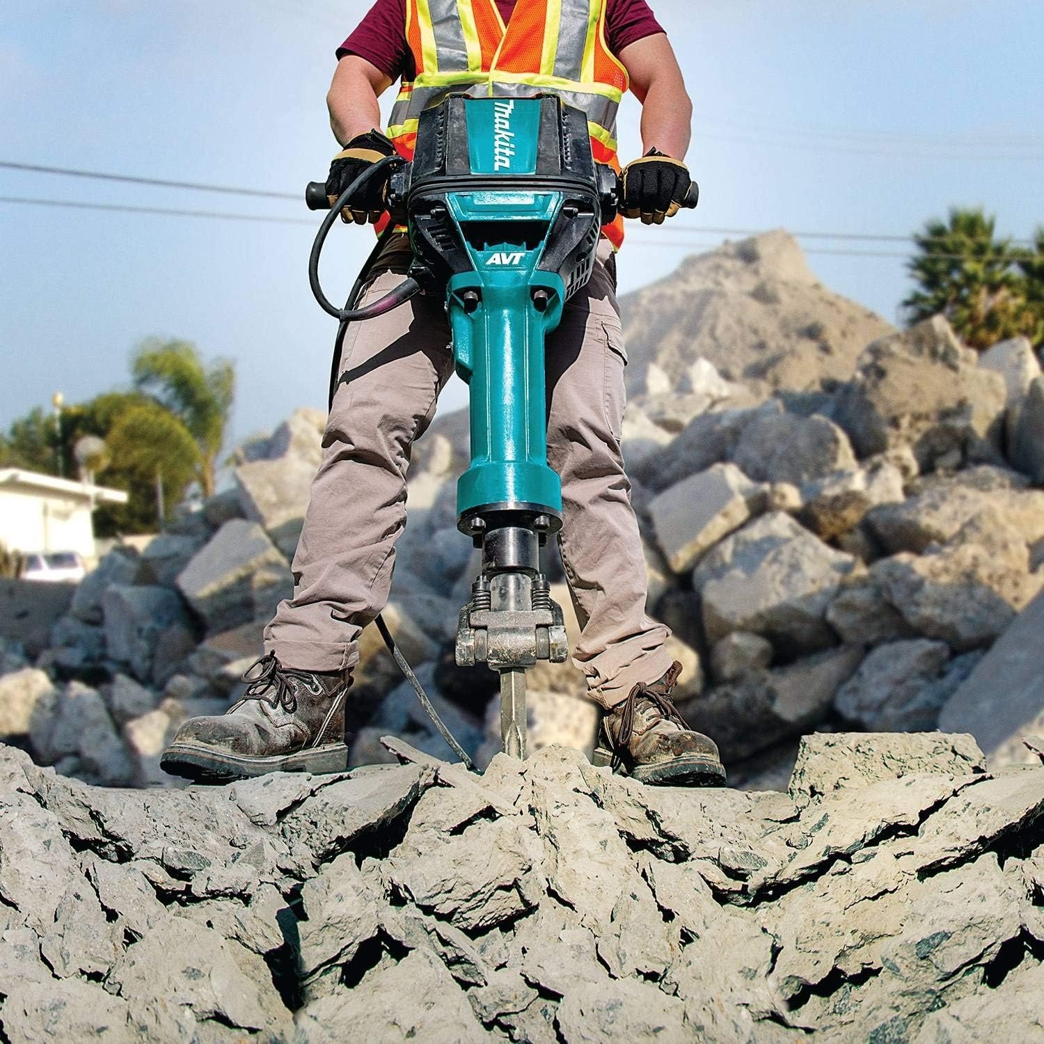 image:imageMakita HM1812 70 Advanced AVT Breaker Hammer Accepts 118 Hex Bits 70 lbNo Cart or Bits