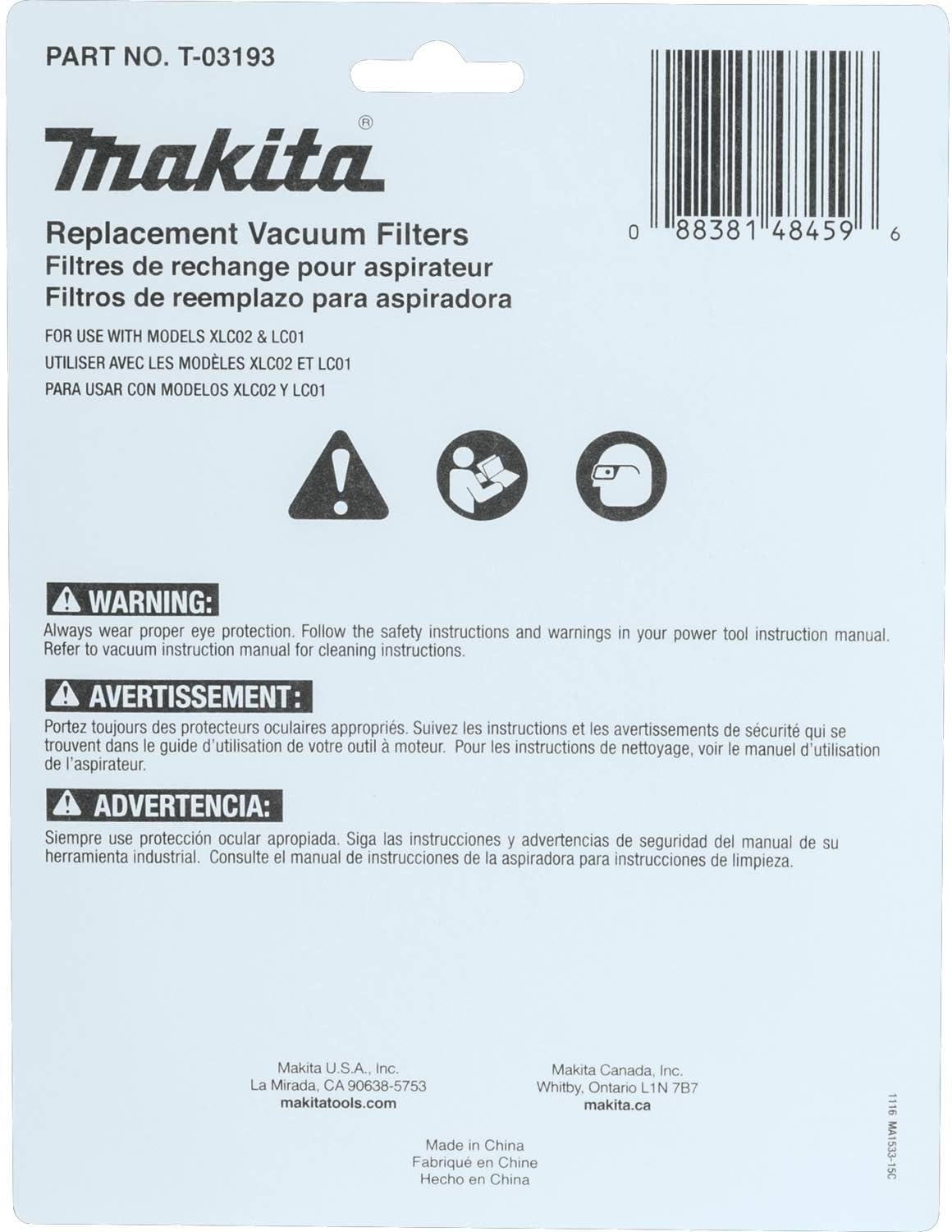 image:imageMakita T03193 Cloth Vacuum Filter 3 Pack Dust Collection Accessory Helps Maintain Airflow Durable Cloth Material Supports Cleaner Work Areas