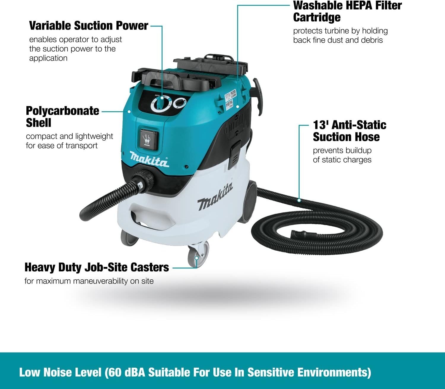 image:imageMakita VC4210L 11 Gallon WetDry HEPA Filter Dust ExtractorVacuum