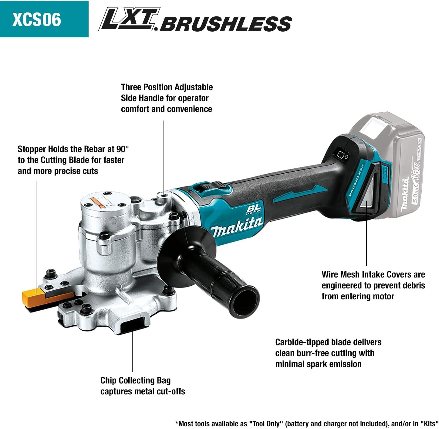 image:imageMakita XCS06T1 18V LXT LithiumIon Brushless Cordless Steel Rod FlushCutter Kit 50AhFlush Cutter Only