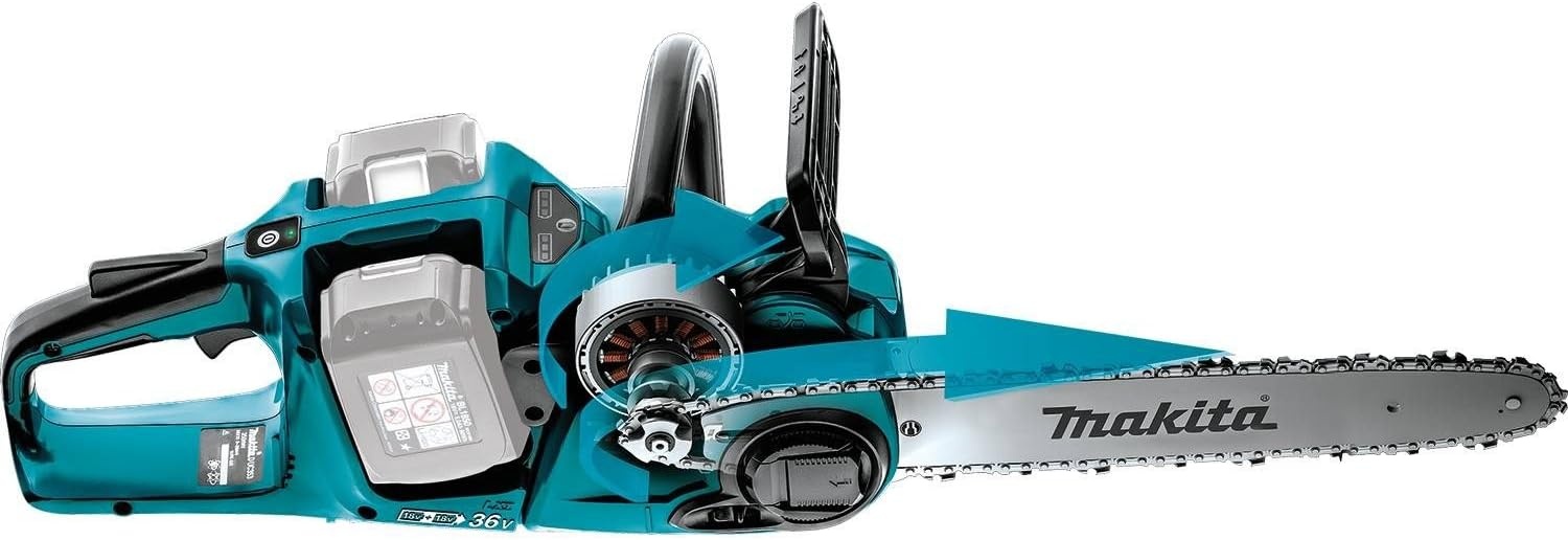 image:imageMakita XCU07Z 18V X2 36V LXT LithiumIon Brushless Cordless 14 Chain Saw Tool Only Teal 36V X2 LXT Platform Variable Speed Trigger Automatic Chain Oiler Chain Brake Outdoor Cutting Battery Not IncludedTool Only