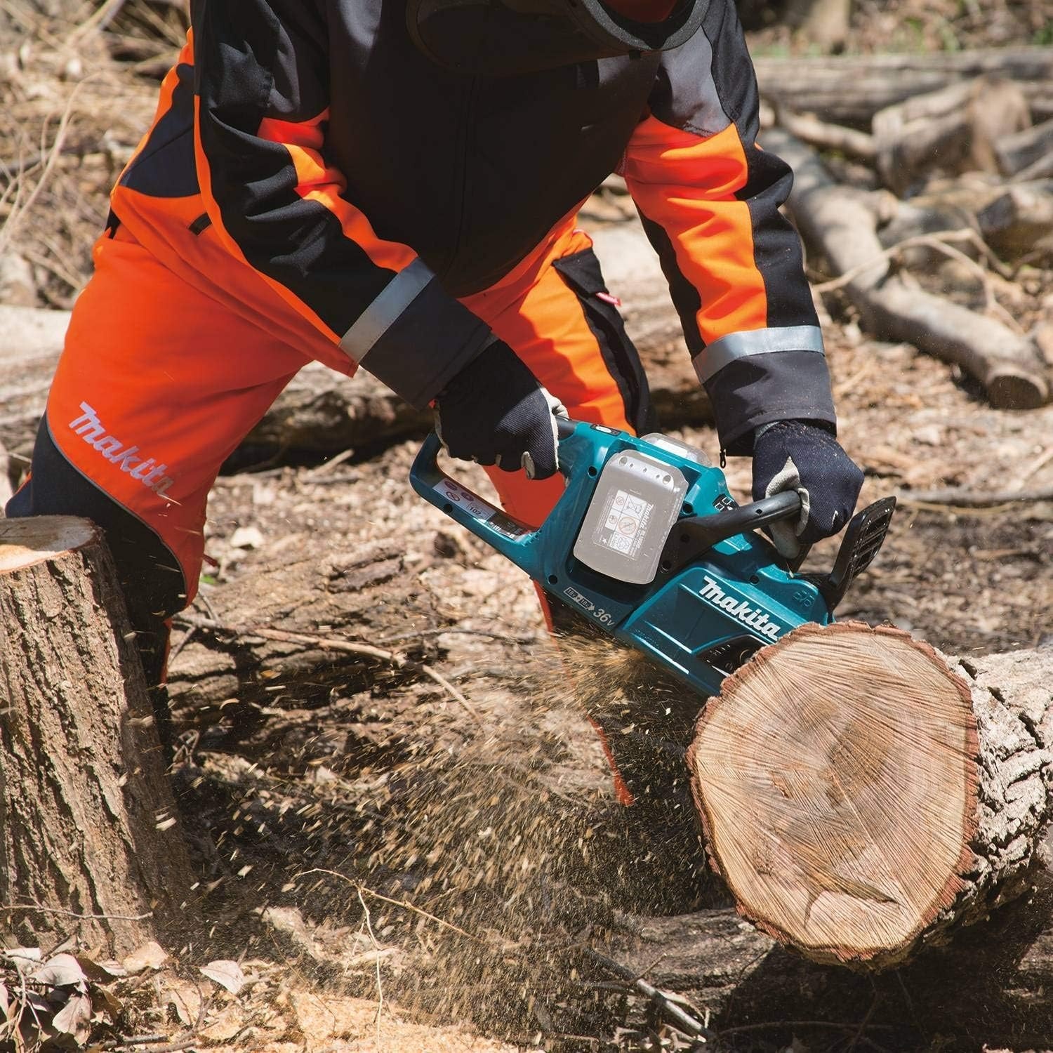 image:imageMakita XCU07Z 18V X2 36V LXT LithiumIon Brushless Cordless 14 Chain Saw Tool Only Teal 36V X2 LXT Platform Variable Speed Trigger Automatic Chain Oiler Chain Brake Outdoor Cutting Battery Not IncludedTool Only