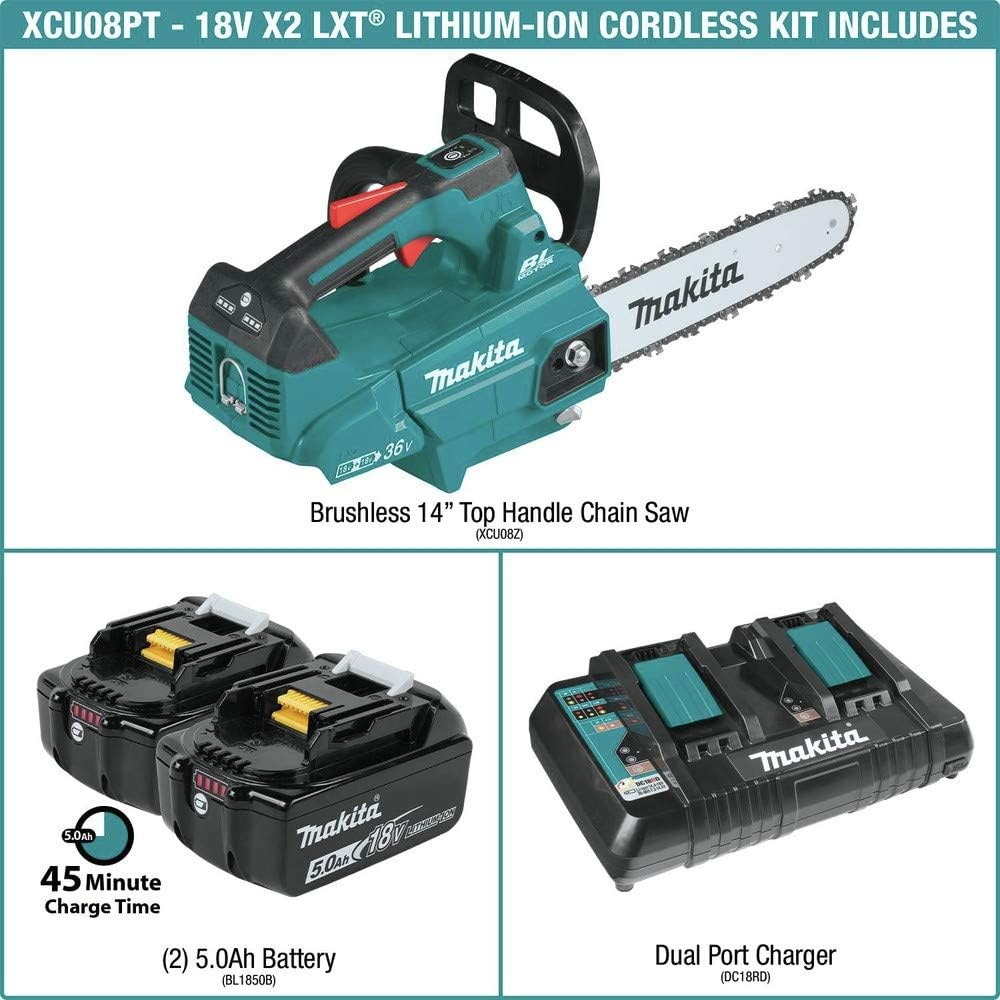 image:imageMakita XCU08Z 36V 18V X2 LXT Brushless 14 Top Handle Chain Saw Tool OnlyChainsaw Kit