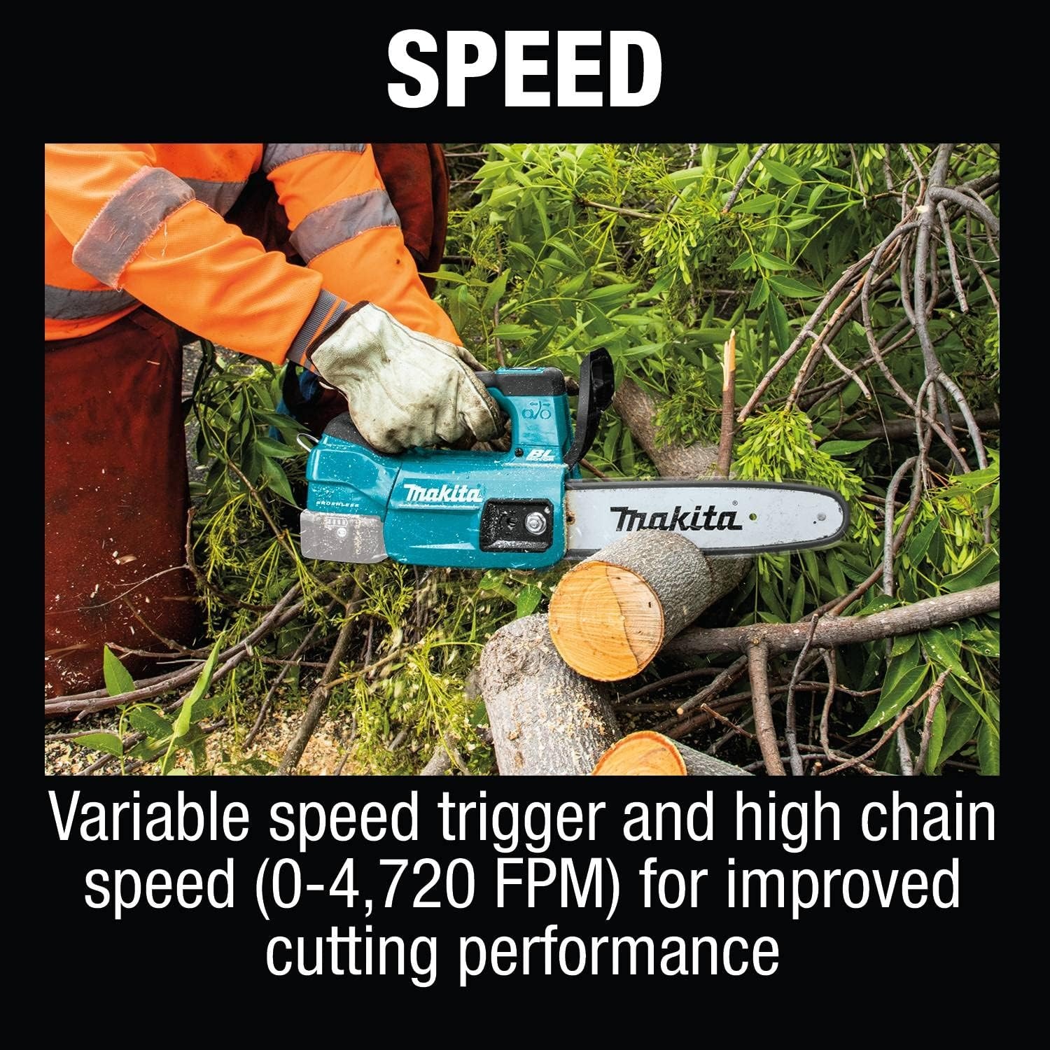 image:imageMakita XCU10SM1 18V LXT LithiumIon Brushless Cordless 12 Top Handle Chain Saw Kit 40 AhChain Saw Tool Only