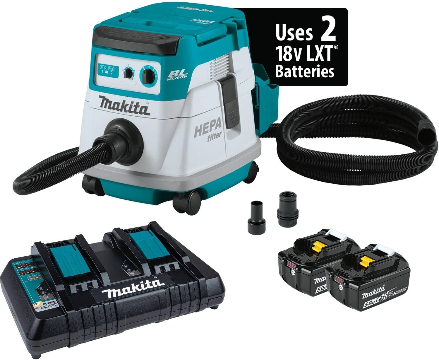 image:imageMakita XCV21PTX 36V 18V X2 LXT Brushless 21 Gallon HEPA Filter Dry Dust Extractor Kit 50AhDust Extractor