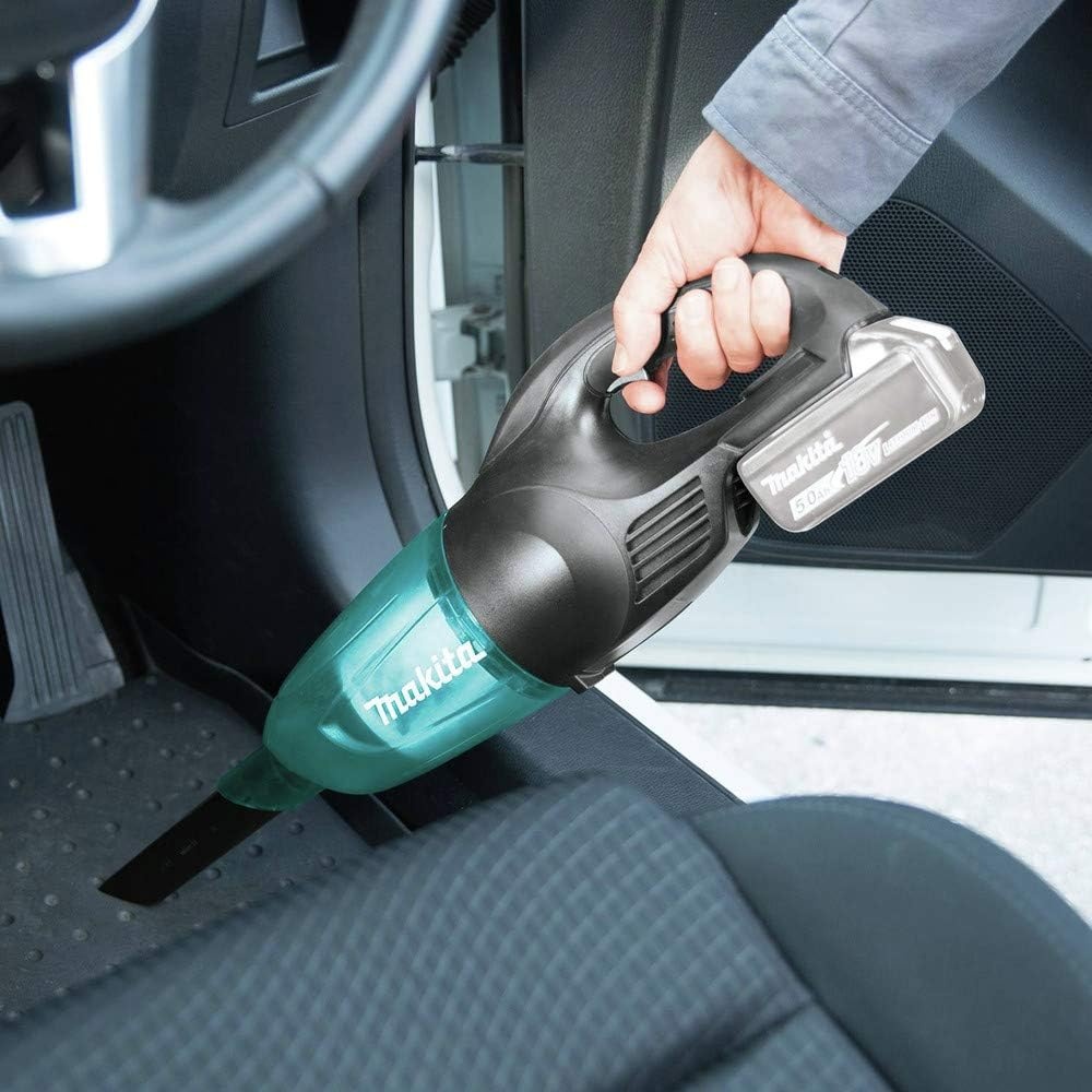 image:imageMakita XLC02R1B 18V LXT LithiumIon Compact Cordless Vacuum Kit 20Ah BlackGreenish Blue Compact Lightweight Strong Suction Bagless Collection System Rechargeable Power Source Convenient Portable CleaningBare Tool