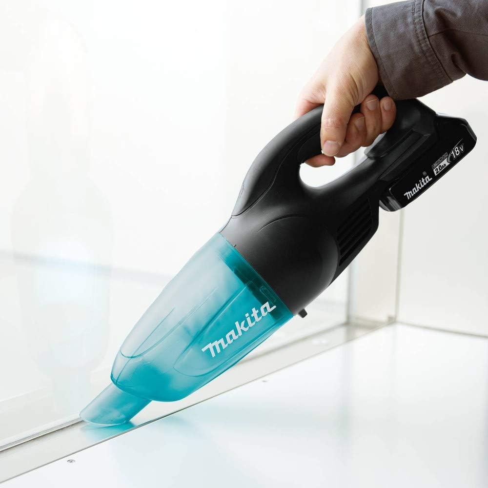 image:imageMakita XLC02R1B 18V LXT LithiumIon Compact Cordless Vacuum Kit 20Ah BlackGreenish Blue Compact Lightweight Strong Suction Bagless Collection System Rechargeable Power Source Convenient Portable CleaningKit