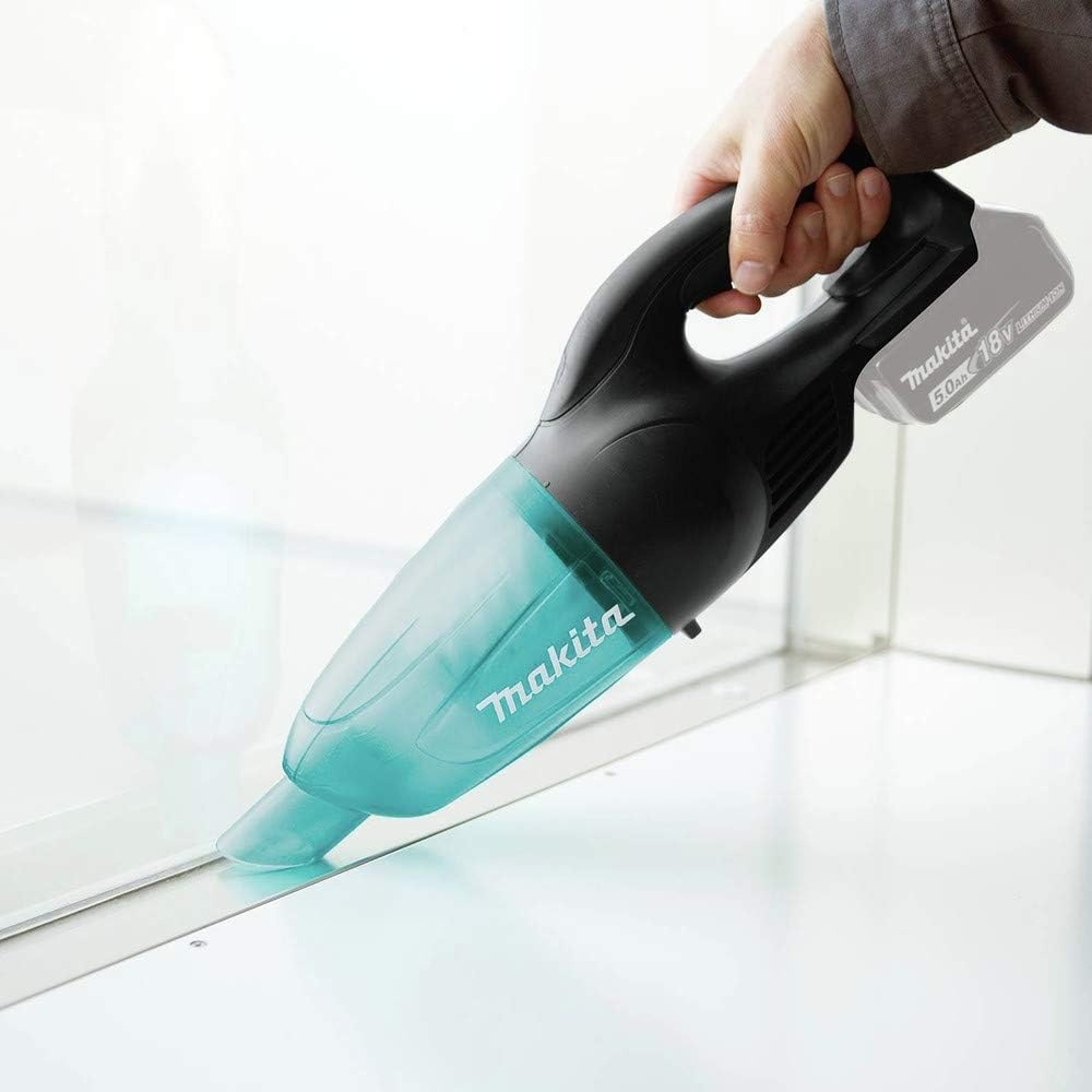 image:imageMakita XLC02R1B 18V LXT LithiumIon Compact Cordless Vacuum Kit 20Ah BlackGreenish Blue Compact Lightweight Strong Suction Bagless Collection System Rechargeable Power Source Convenient Portable CleaningBare Tool